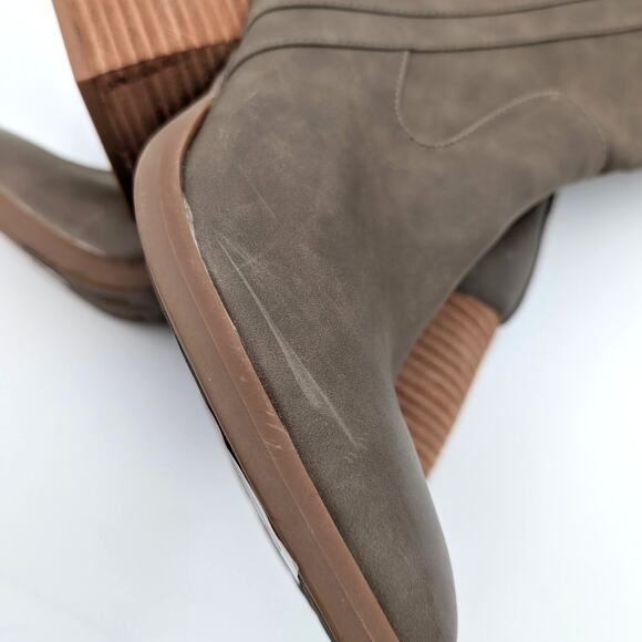 Korks Scarlet Western Block Heel Tall Boots Taupe Women's Size US7.5M EU38 - Picture 7 of 10